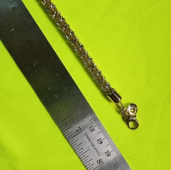 Goldtone cz cubic zirconia round chain bracelet - Picture 3 of 5